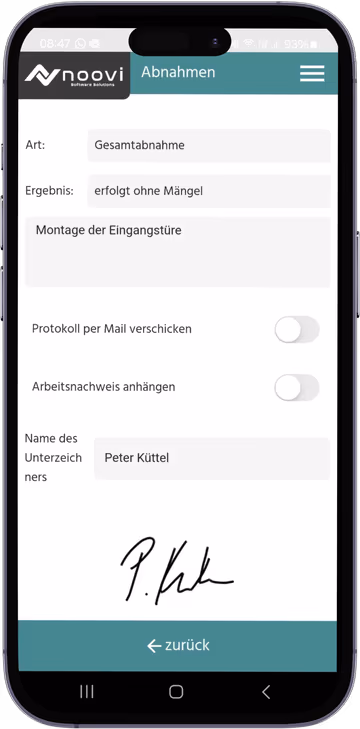 Abnahmeprotokolle