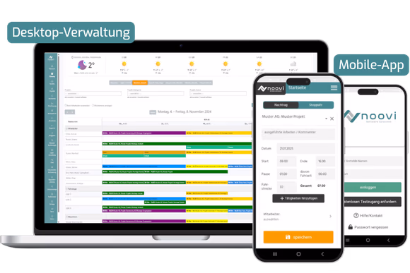 User-Interface von noovi auf Desktop und mobil